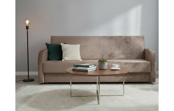 Wersalka rozkładana Marcin melanż brąz 04 na sprężynach z funkcją spania i pojemnikiem